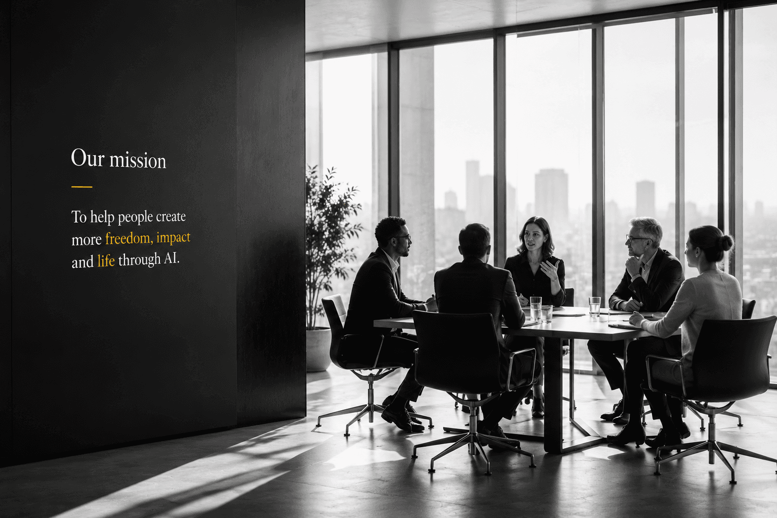 Executive leadership meeting in a premium boardroom